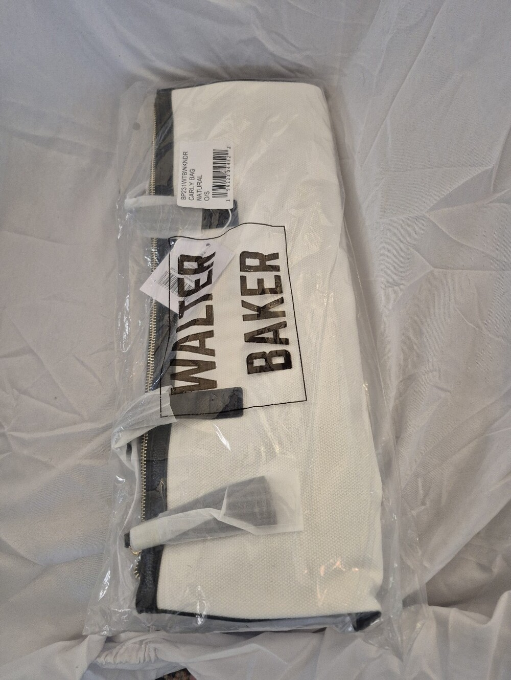 Walter Baker "Carly Bag" White Tote with Black Trim and Zipper 14x15 NWT